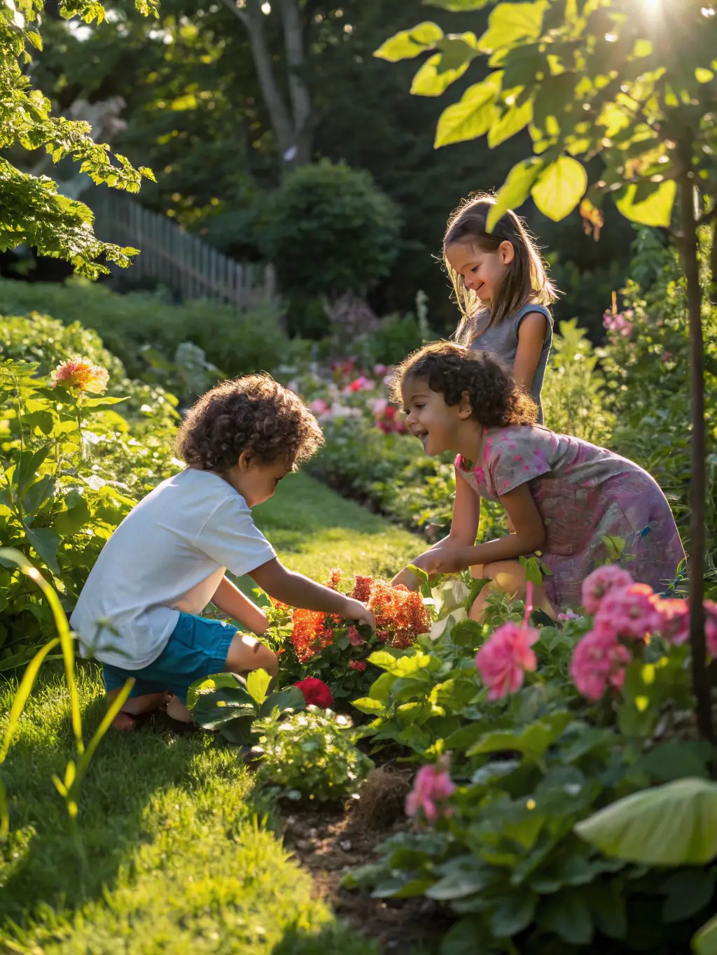 A group of children participating in a nature walk led by MNP educators in a local park, emphasizing environmental education.